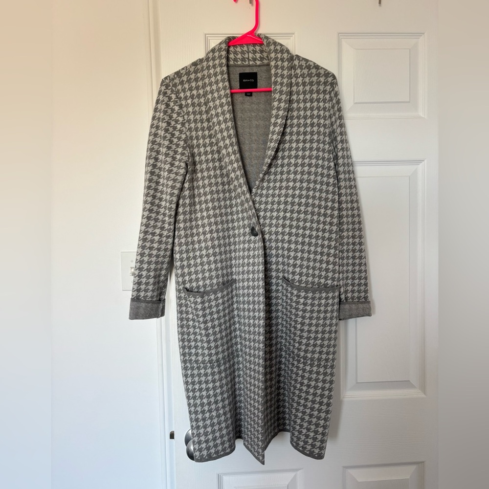 RW&CO. Houndstooth Black and White Trench Coat
